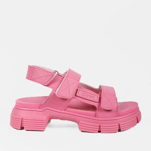 Ganni Pink Rubber Strap Sandals